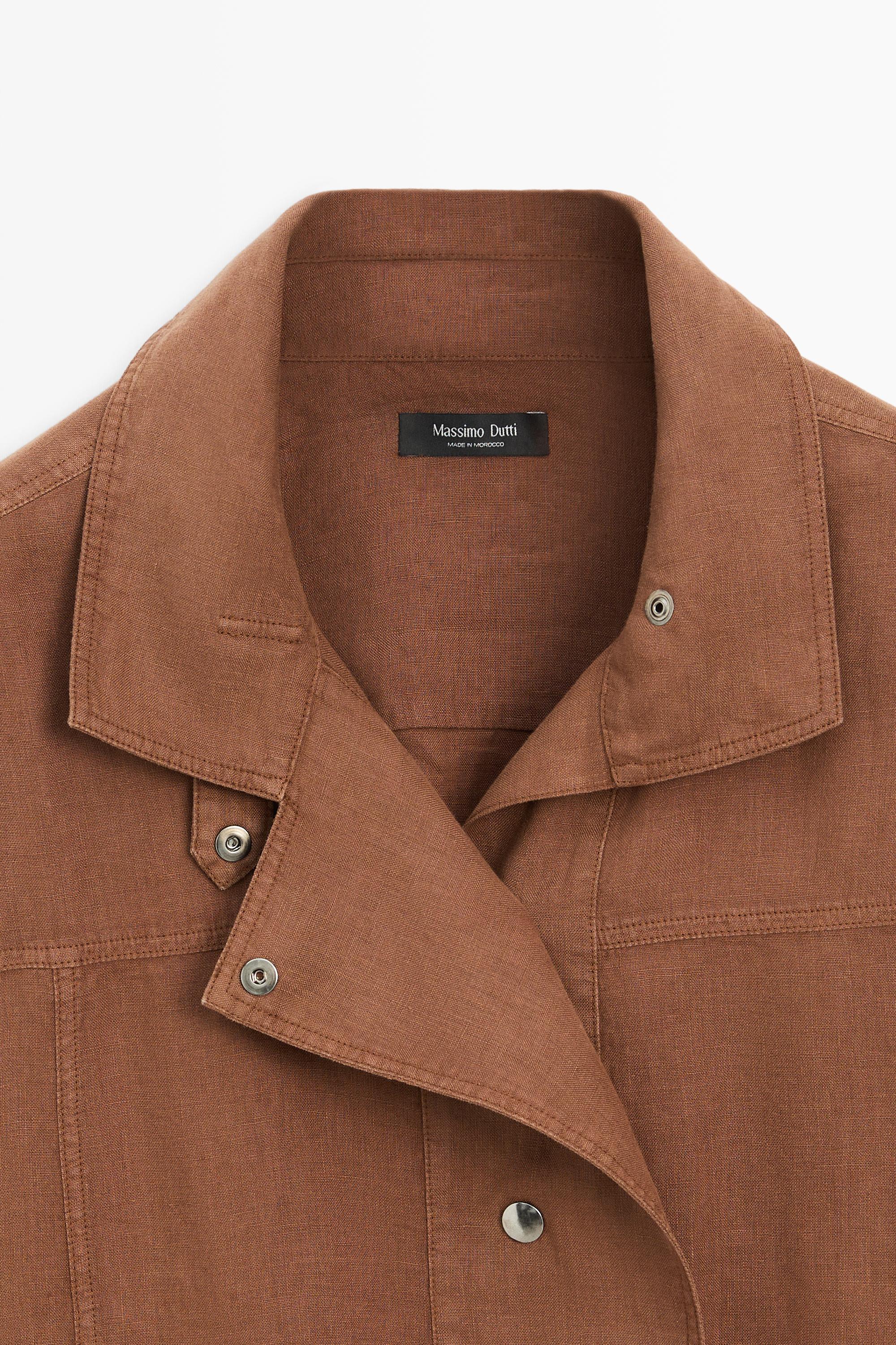 Chemise 100 % lin à boutons pression